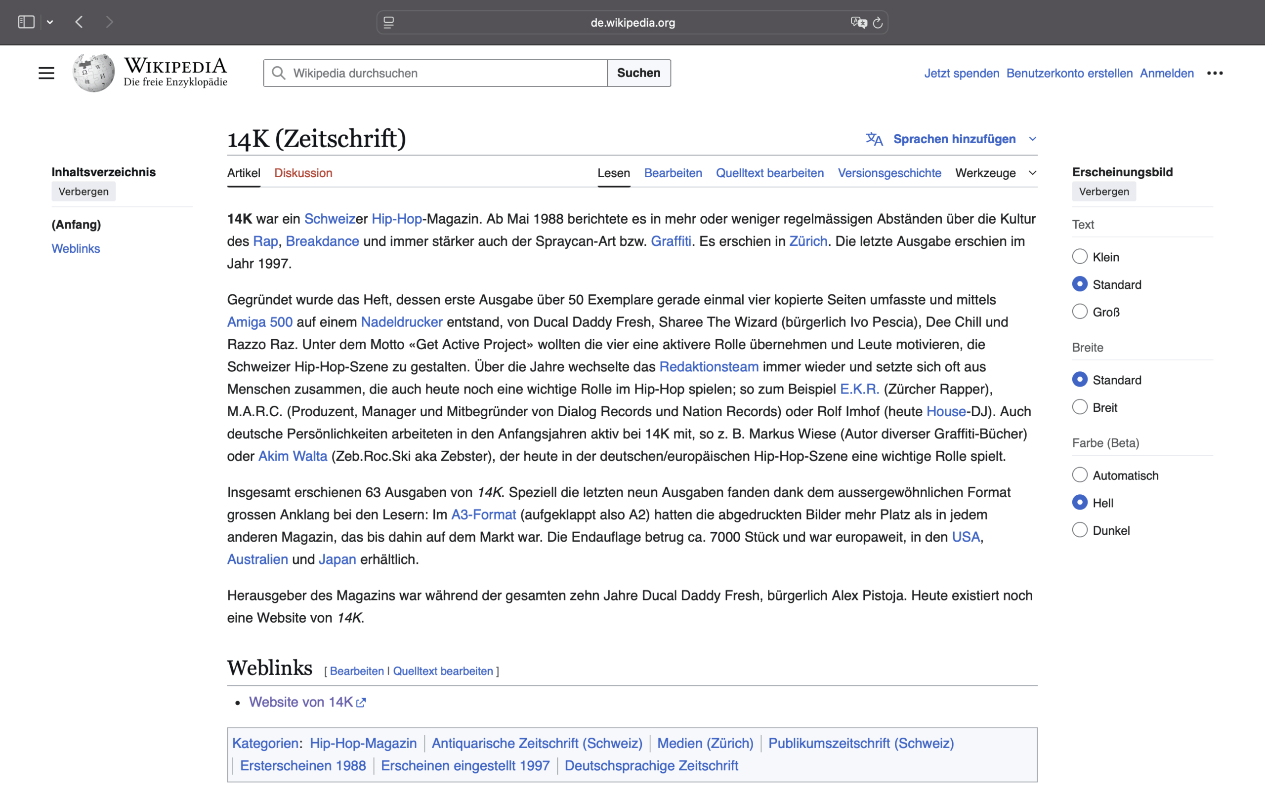 Wikipedia meets 14k