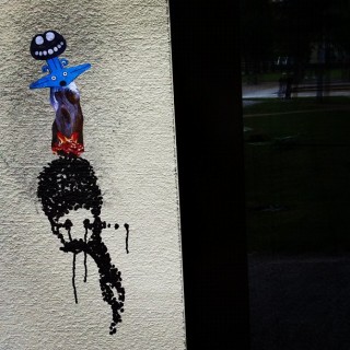 #streetart existing #stencil enhanced with some #sticker #slaps and #wheatpaste
