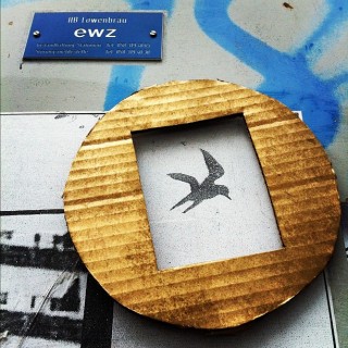 #pasteup of a #stencil #bird in a #frame