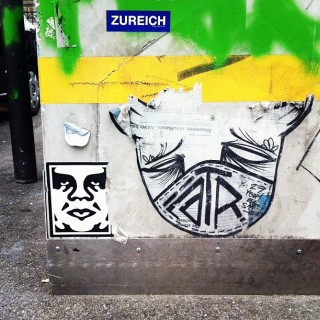 #sticker of #obey and #wheatpaste by #ätr