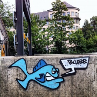 #graffiti of a #fish saying #blubb
