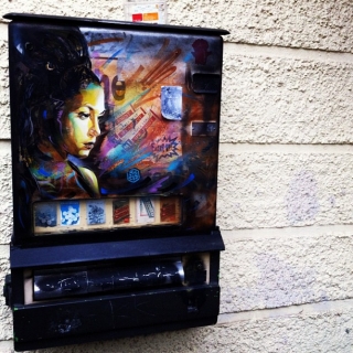 #streetart #stencil by #c215 on a #cigarettemachine in #zurich #switzerland
