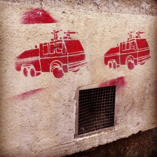 #streetart #stencil of #watercannon in #zurich #switzerland
