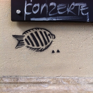 #streetart #stencil of a #fish in #zurich #switzerland
