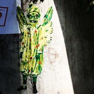 #streetart huge #wheatpaste by #robithedog in #zurich #switzerland, shot from a distant point with #dslr